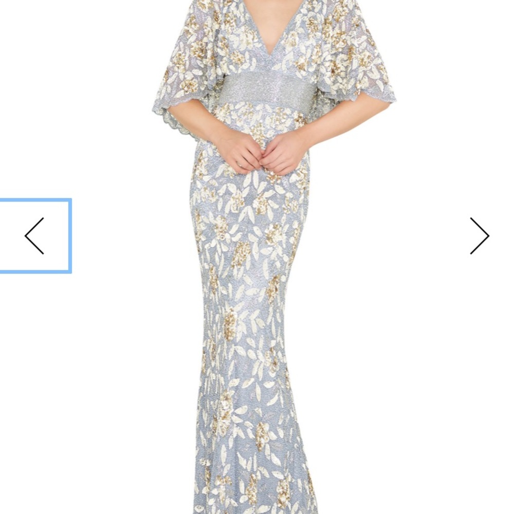 Mac Duggal shimmery gown with floral sequins